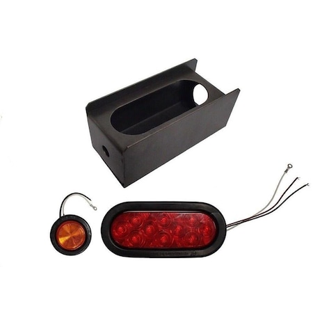 Aic Replacement Parts 1 2 Amber Round & 6 Red Oval Tail Light Steel Box Set H2T-AMBRROUNDBOXSET
